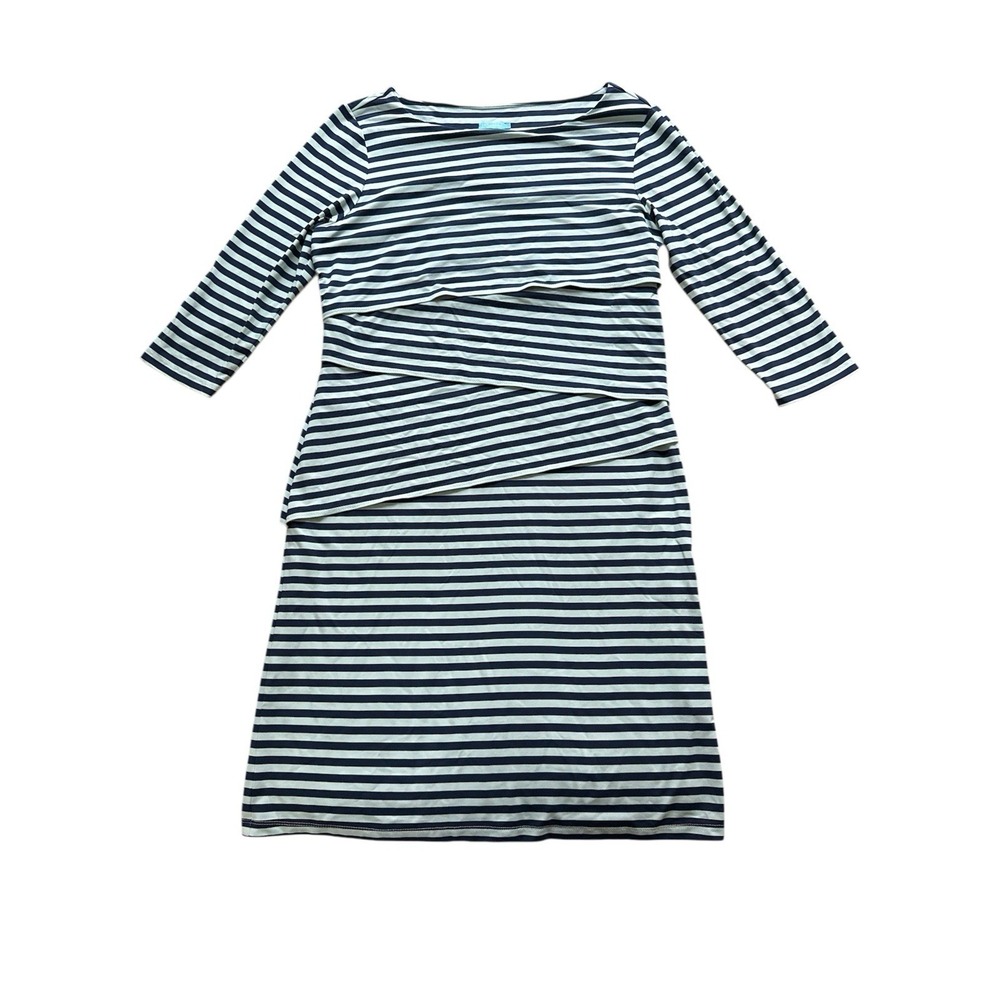 J McLaughlin Nicola Shift Dress Large Blue Green Catalina Cloth Layered Career‎